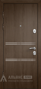 Глухая металлическая входная дверь цвета Венге светлый №1 внутренняя - фото