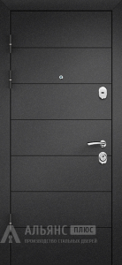 Дверь входная с петлями премиум‑класса и термоэффектом в темном цвете внутренней панели в современном стиле №5 внутренняя - фото