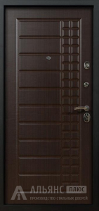 Уличная дверь с отделкой под дерево и вставками №11 внутренняя - фото